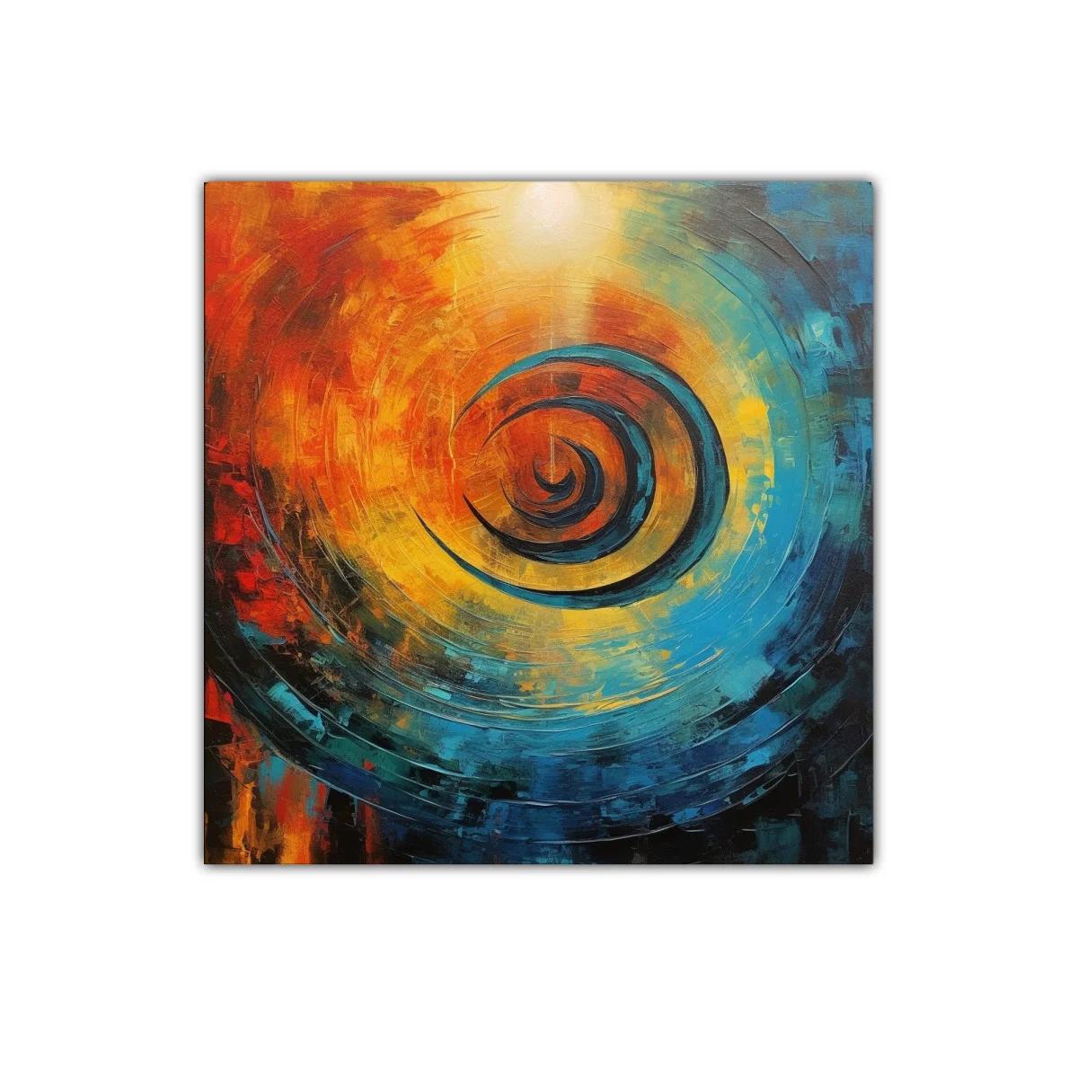 Cuadro abstracto espiral en tonos cálidos y fríos — imagen principal