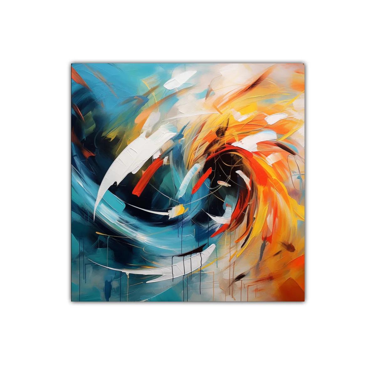 Cuadro abstracto con remolino de colores vivos y dinámicos
