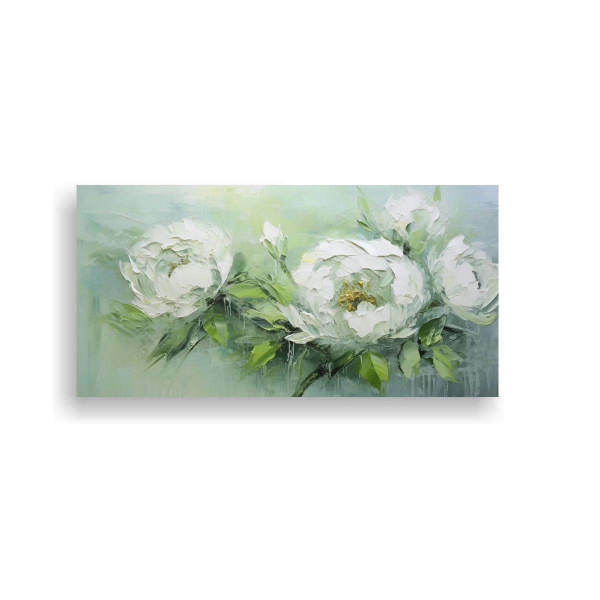 Cuadro peonías blancas con centros florales amarillentos — imagen principal