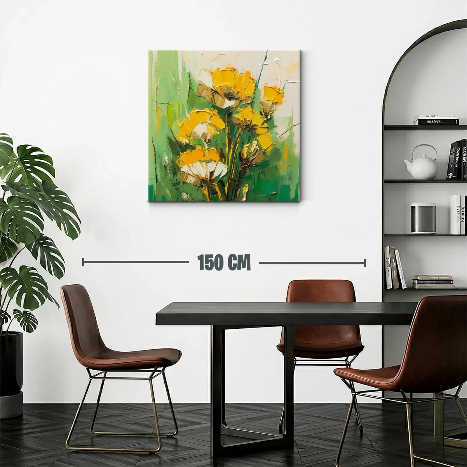 Cuadro floral en tonos verdes y amarillos vibrantes — miniatura 2