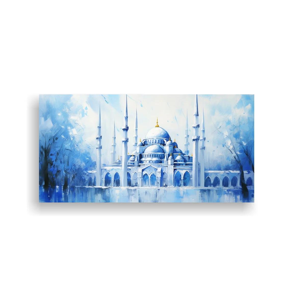 Cuadro mezquita con cúpula y minaretes y reflejo inferior