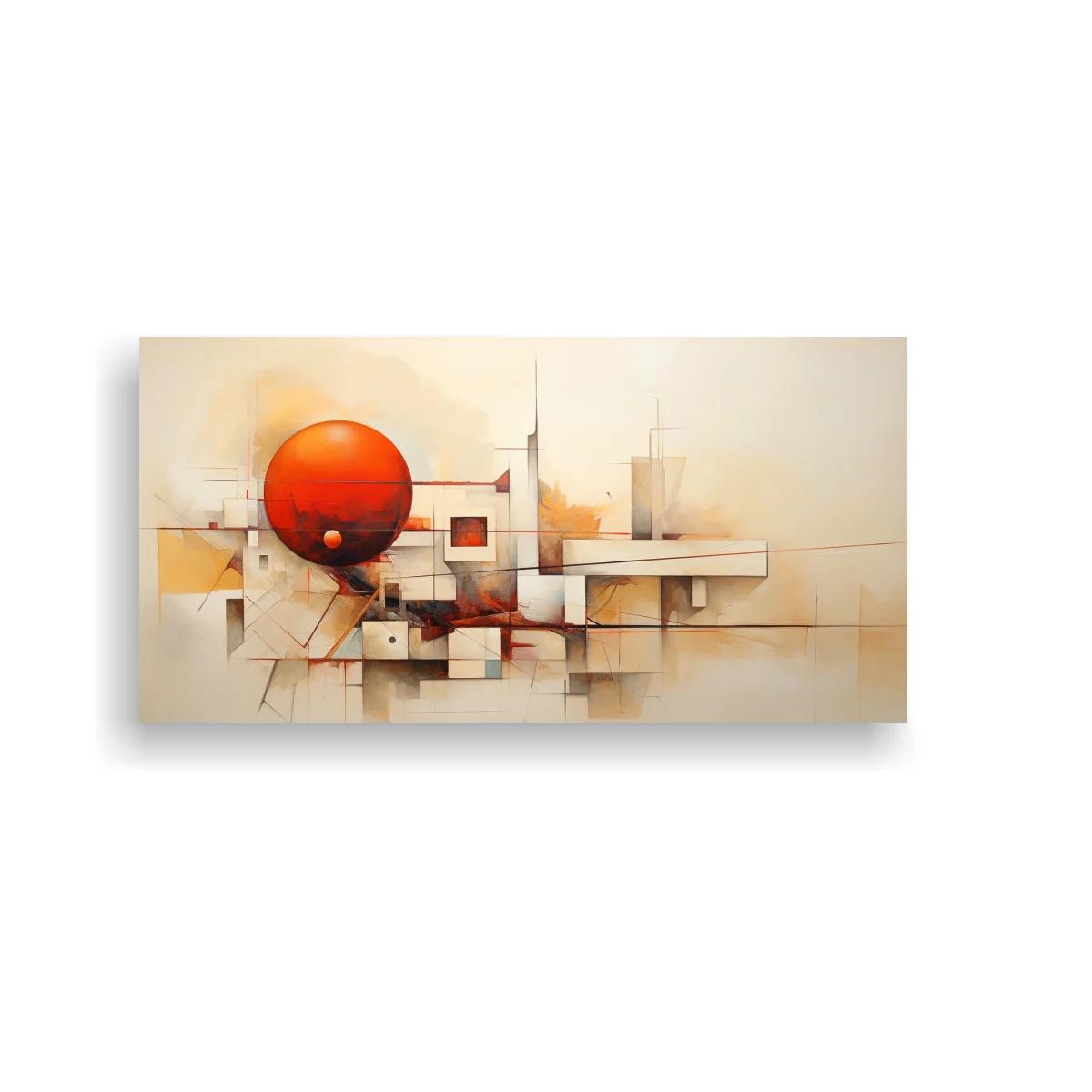 Cuadro esfera roja con bloques geométricos — imagen principal