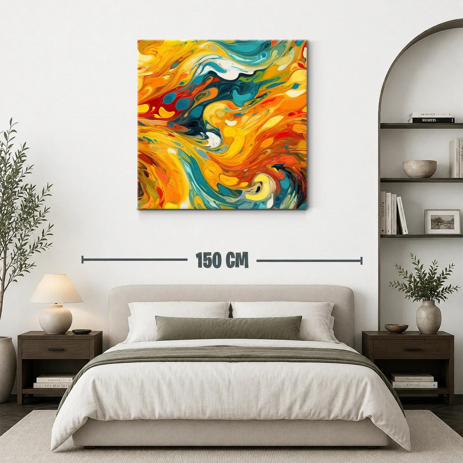 Arte abstracto dinámico con tonos cálidos y fríos vibrantes — miniatura 3