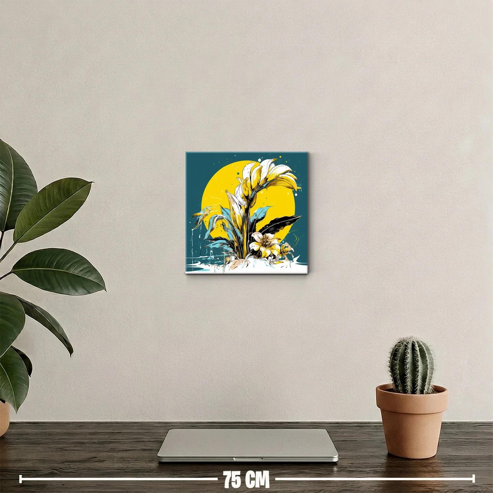 Composición floral vibrante con tonos amarillos y azules — miniatura 2