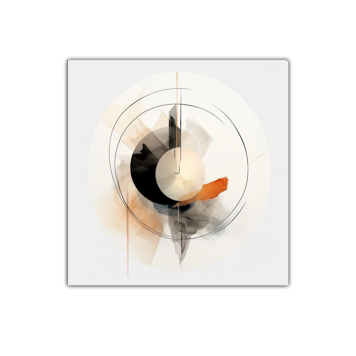 Composición Circular Abstracta en Tonos Neutros y Naranja