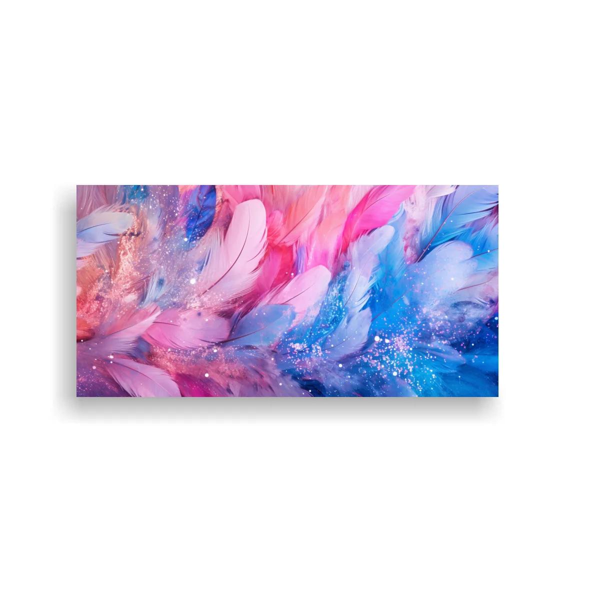 Cuadro plumas abstractas en rosas lilas y azules — imagen principal