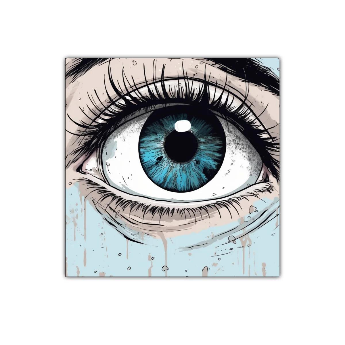 Cuadro decorativo ojo azul con detalles expresivos
