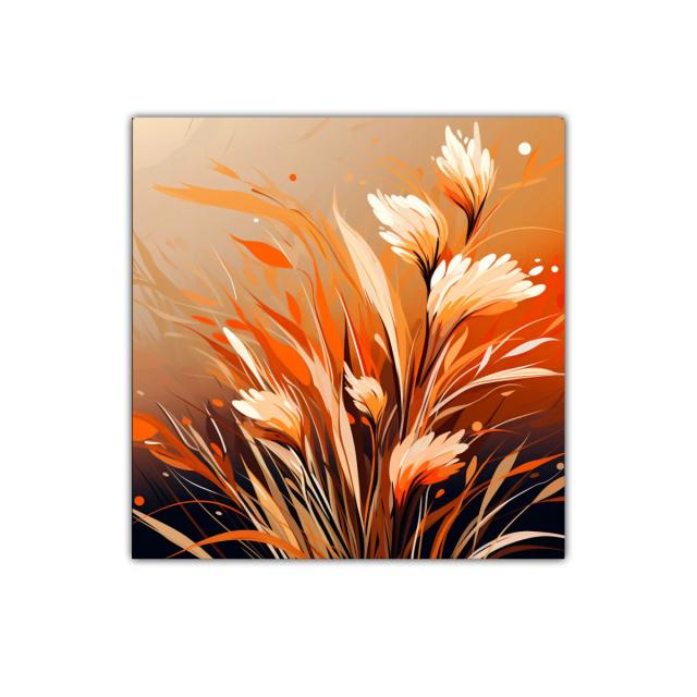 Cuadro decorativo flores abstractas en tonos cálidos