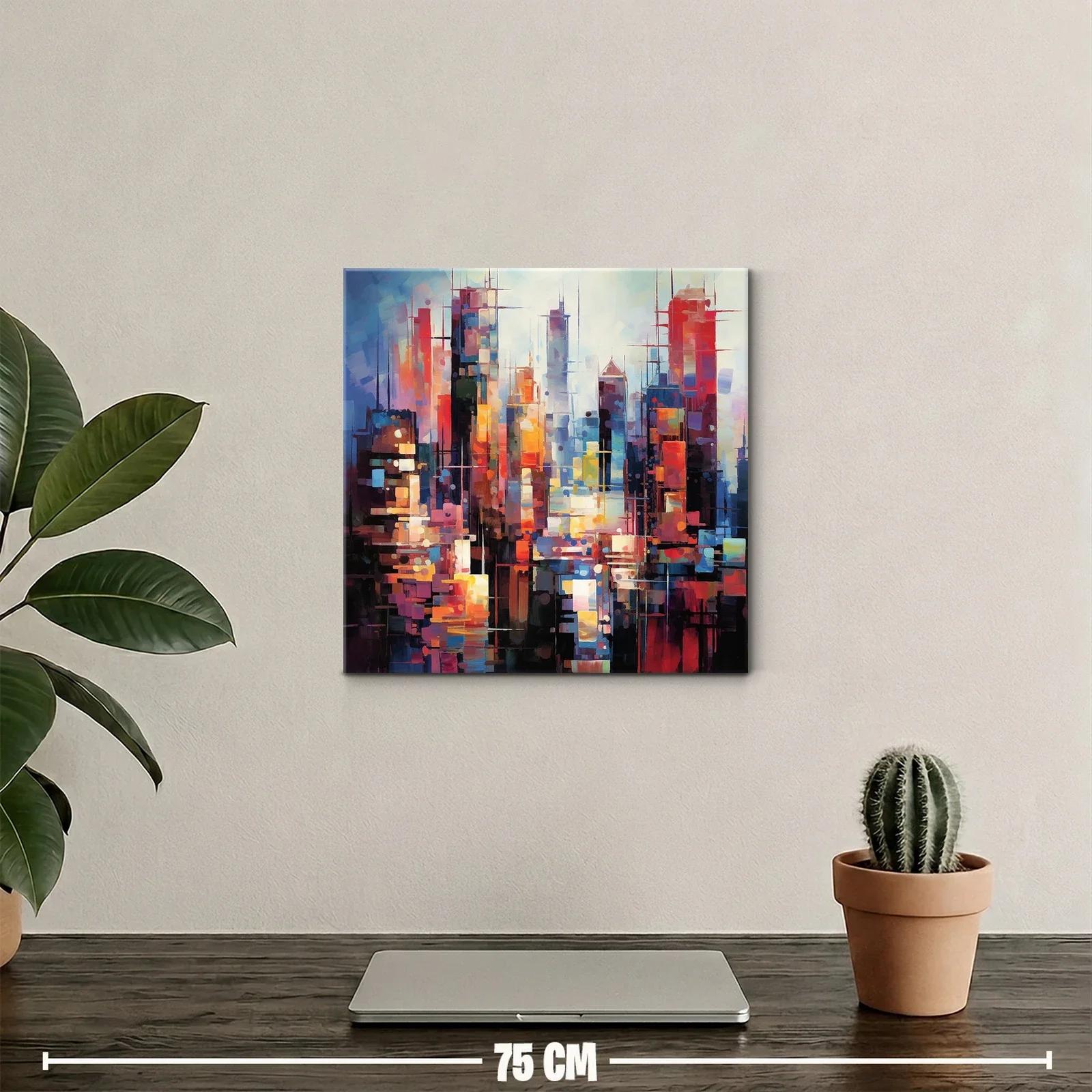 Ciudad vibrante con tonos cálidos y fríos contrastantes — miniatura 2