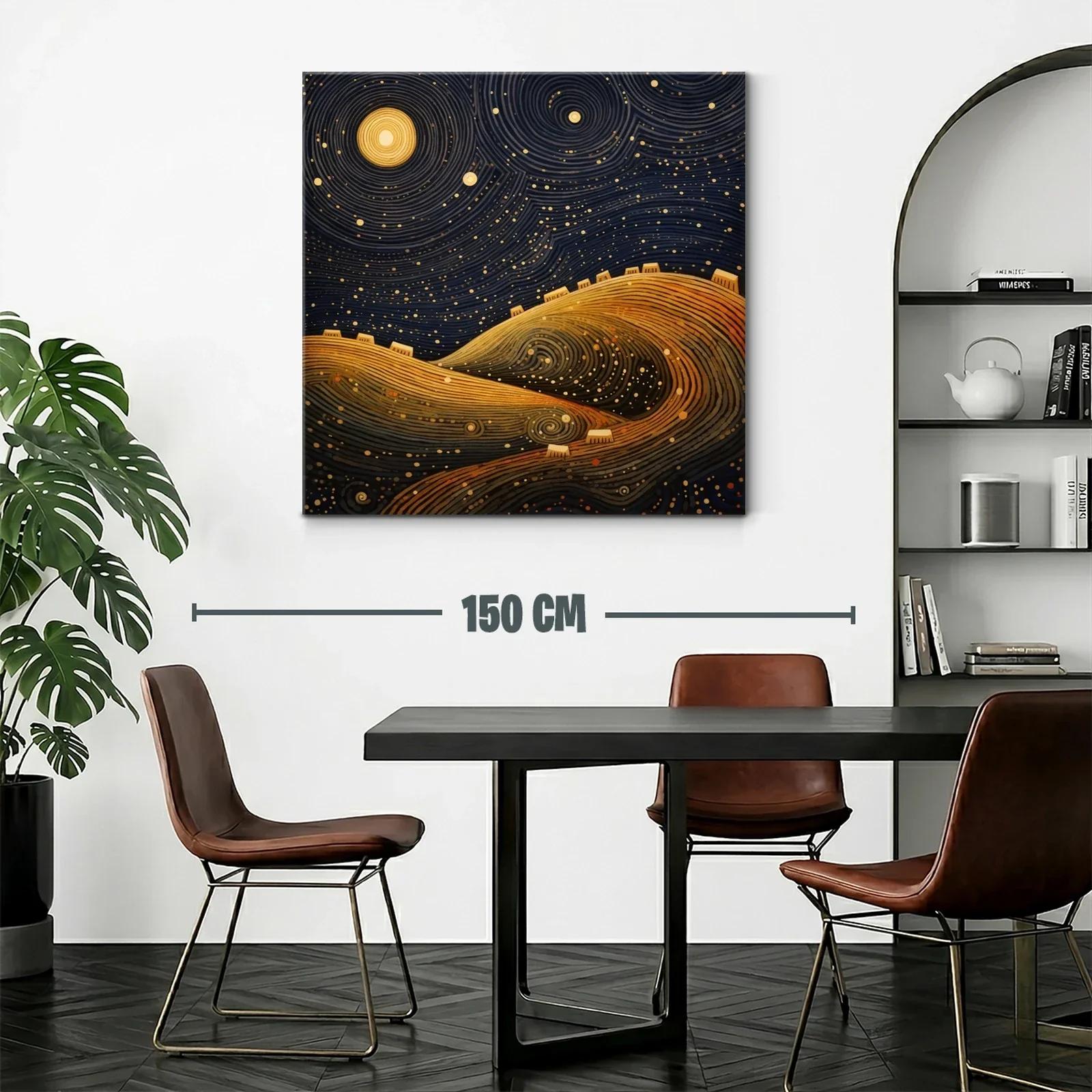 Paisaje nocturno con colinas doradas y cielo estrellado — miniatura 2