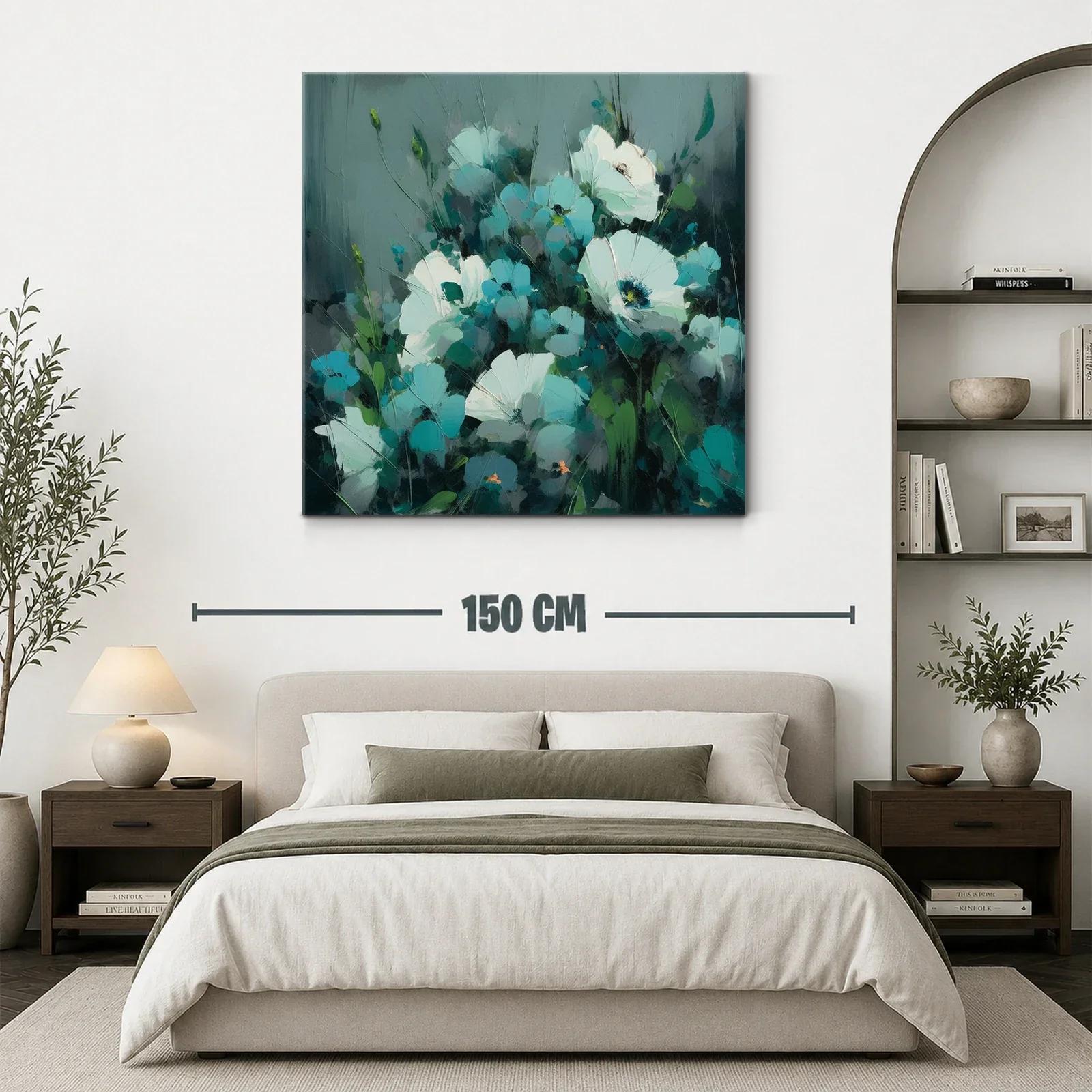 Flores blancas y turquesas con fondo gris azulado — miniatura 3