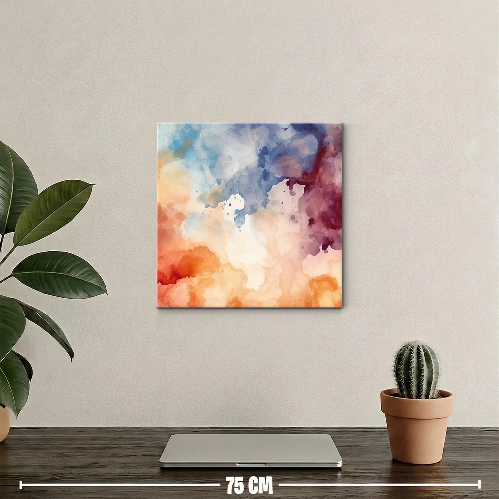 Cuadro abstracto en tonos cálidos y fríos vibrantes — miniatura 2