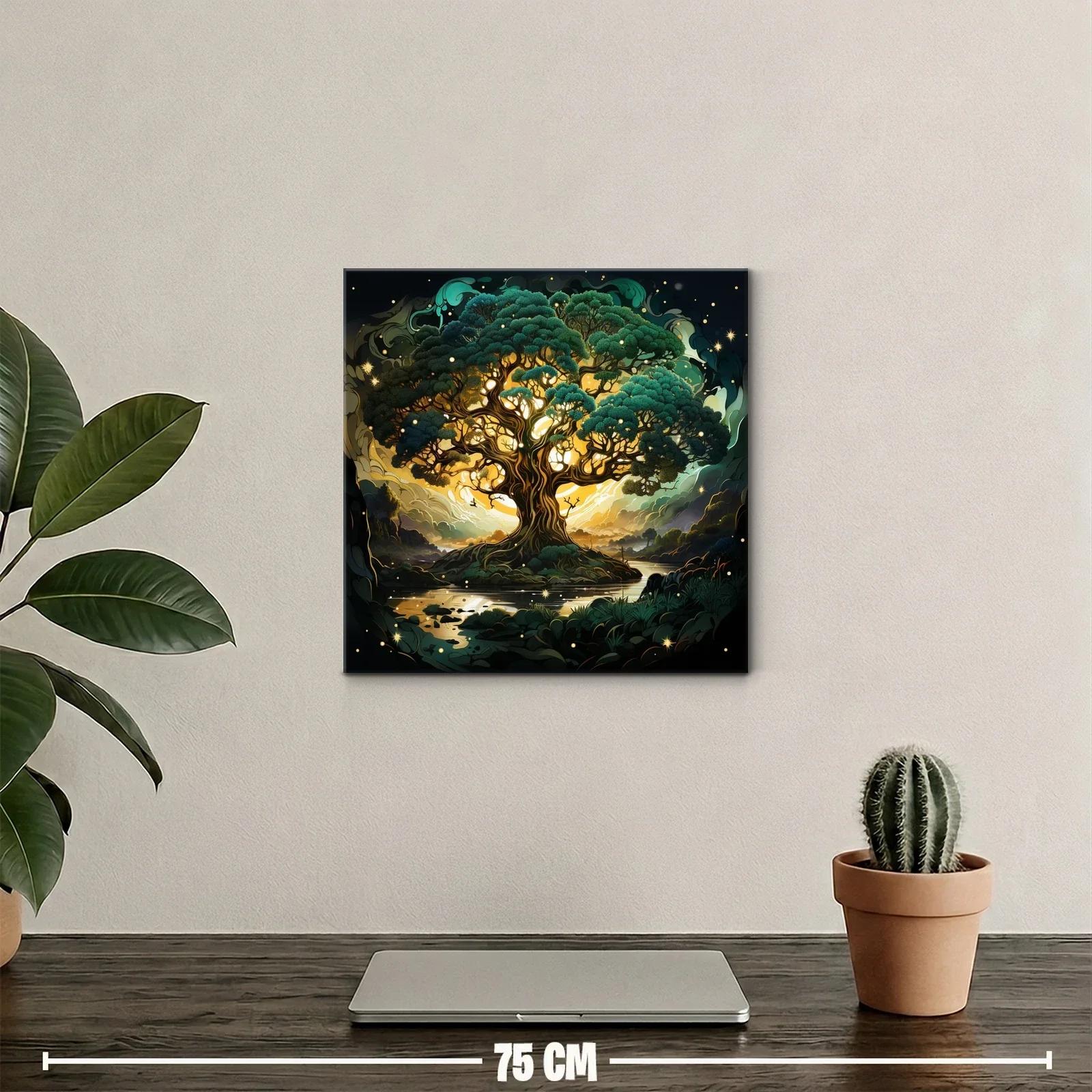 Árbol mágico iluminado con tonos verdes y dorados — miniatura 2