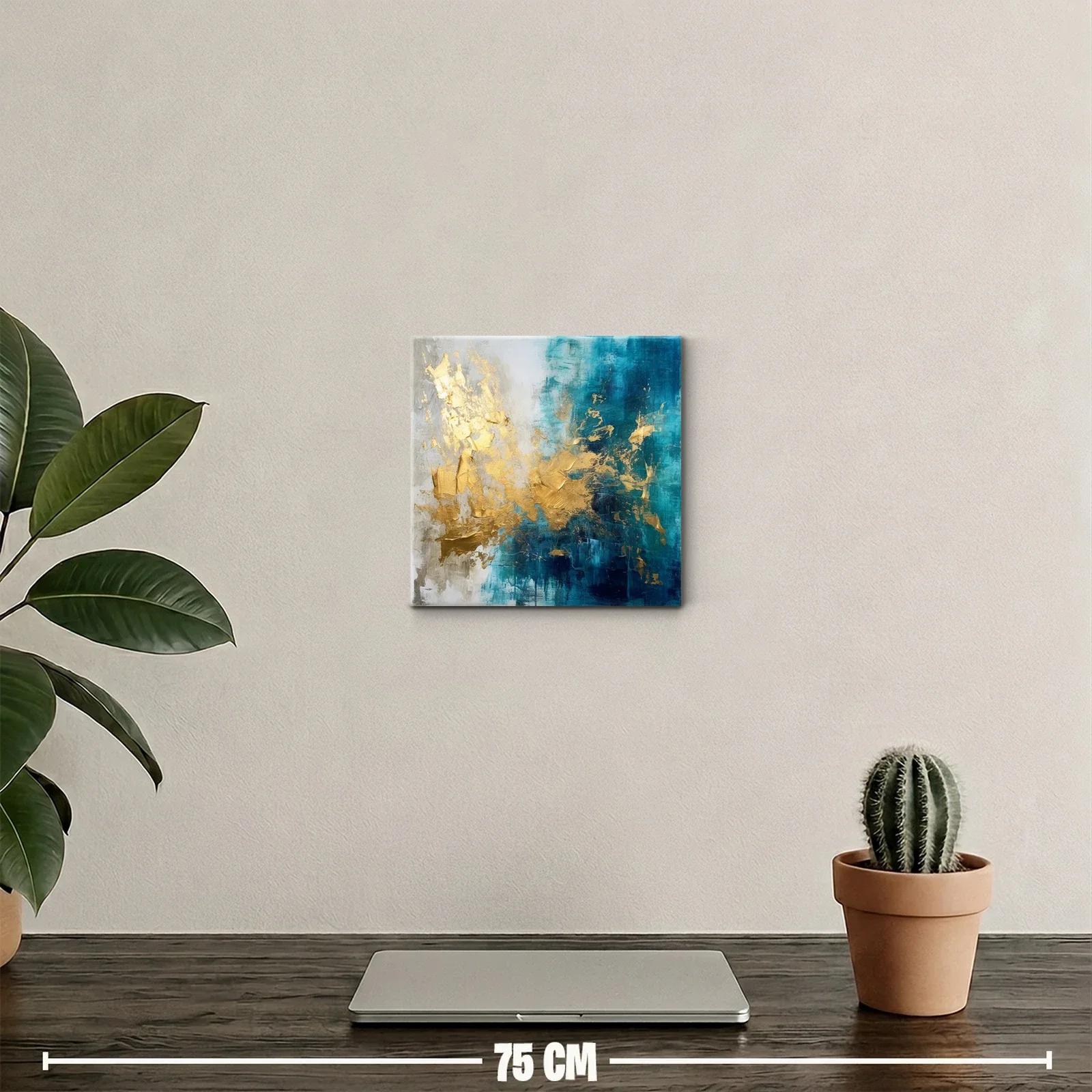 Composición abstracta en tonos azul y dorado elegante — miniatura 2