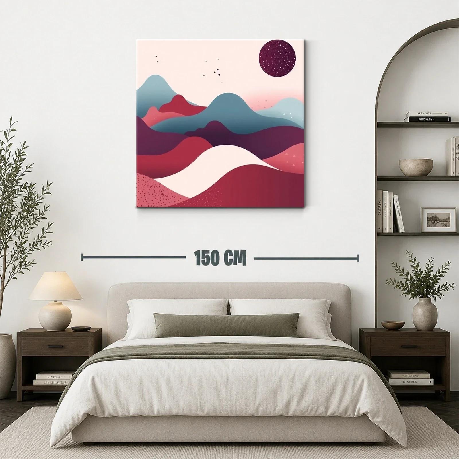 Paisaje abstracto en tonos cálidos y fríos con esfera estrellada — miniatura 3