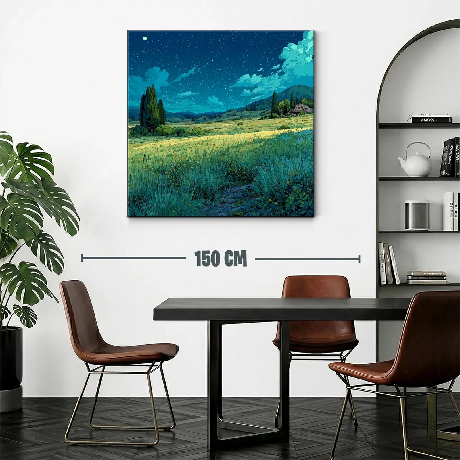 Paisaje nocturno de pradera iluminada por estrellas — miniatura 2