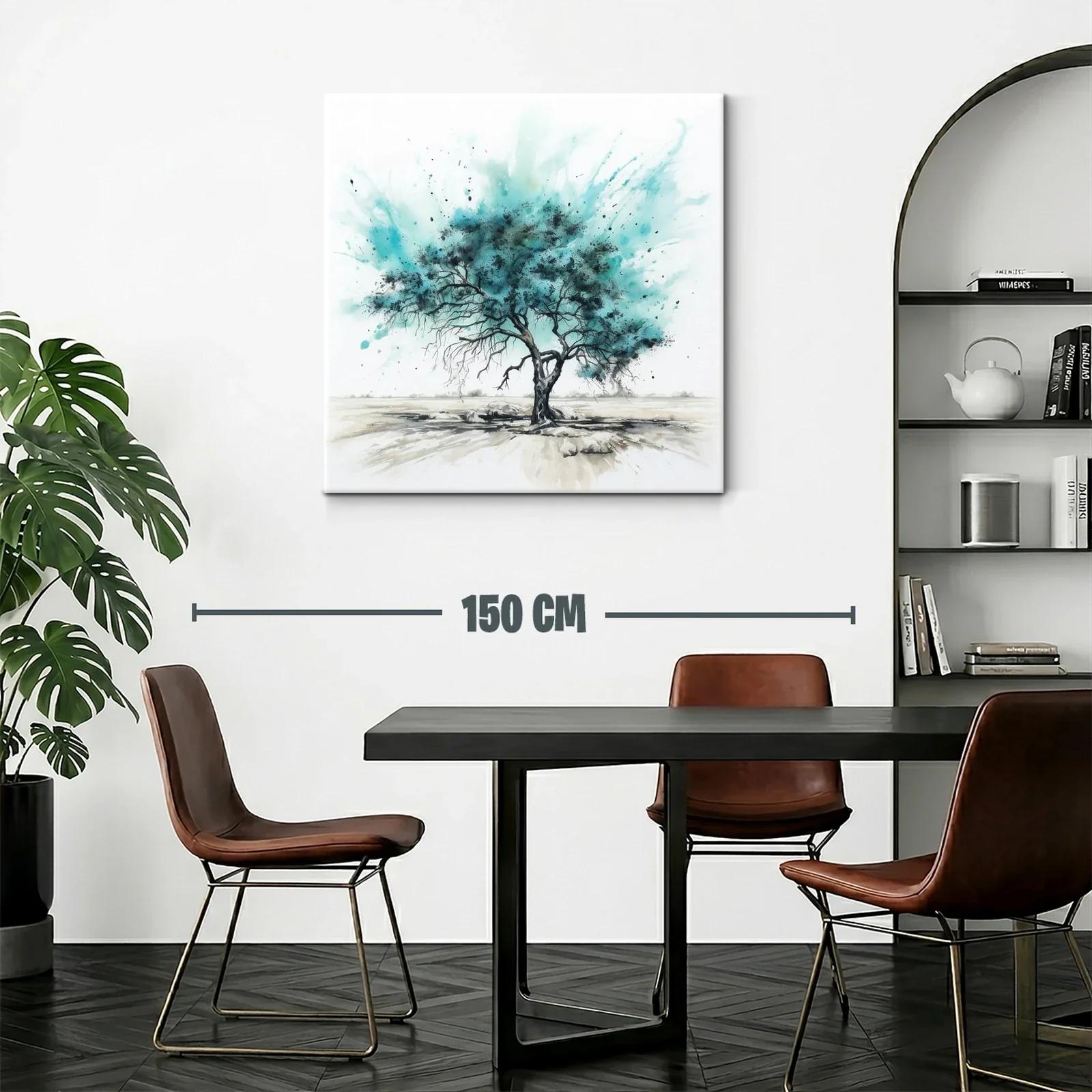 Árbol solitario con vibrantes tonos turquesa y negro — miniatura 2