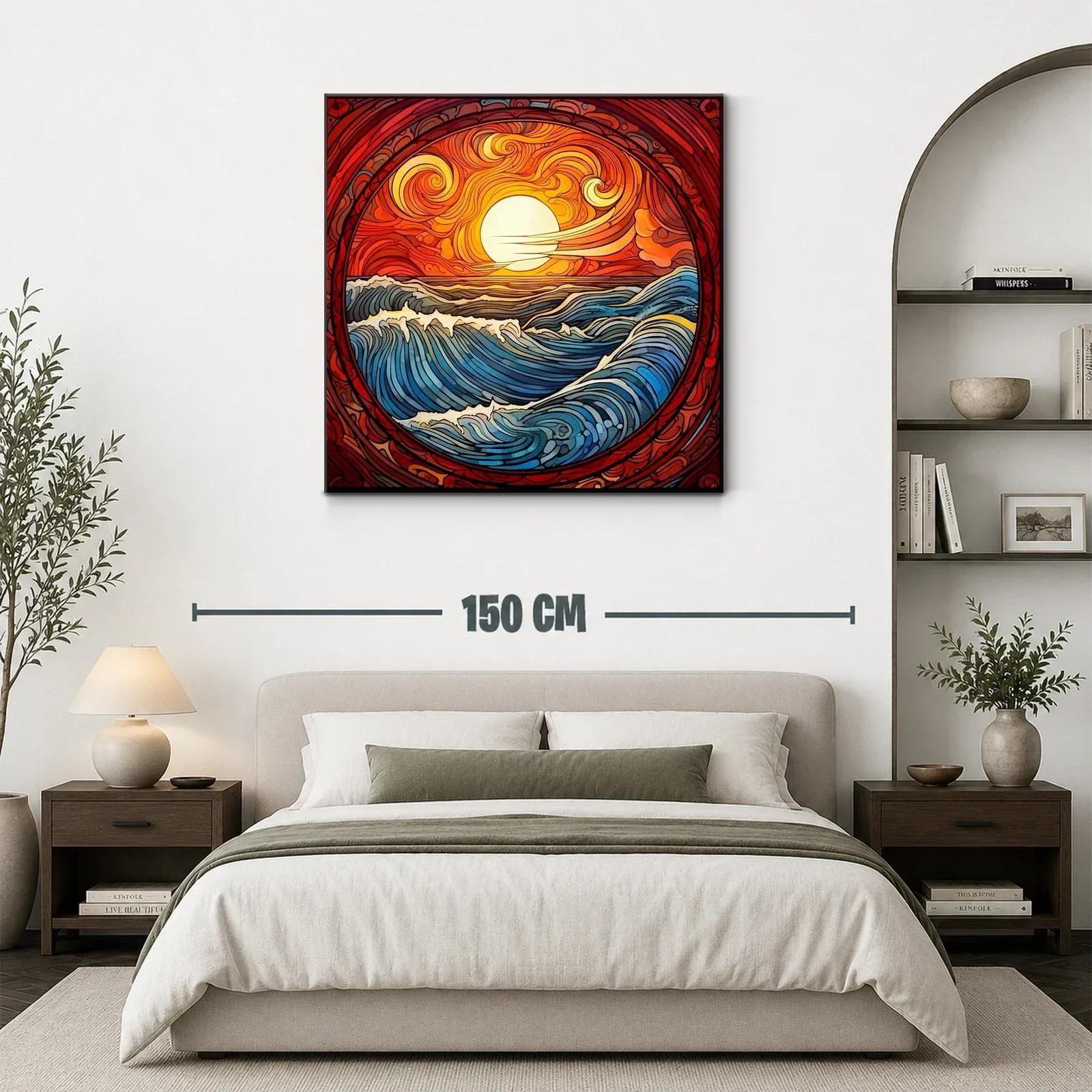 Paisaje vibrante de mar y sol en tonos cálidos y azules — miniatura 3
