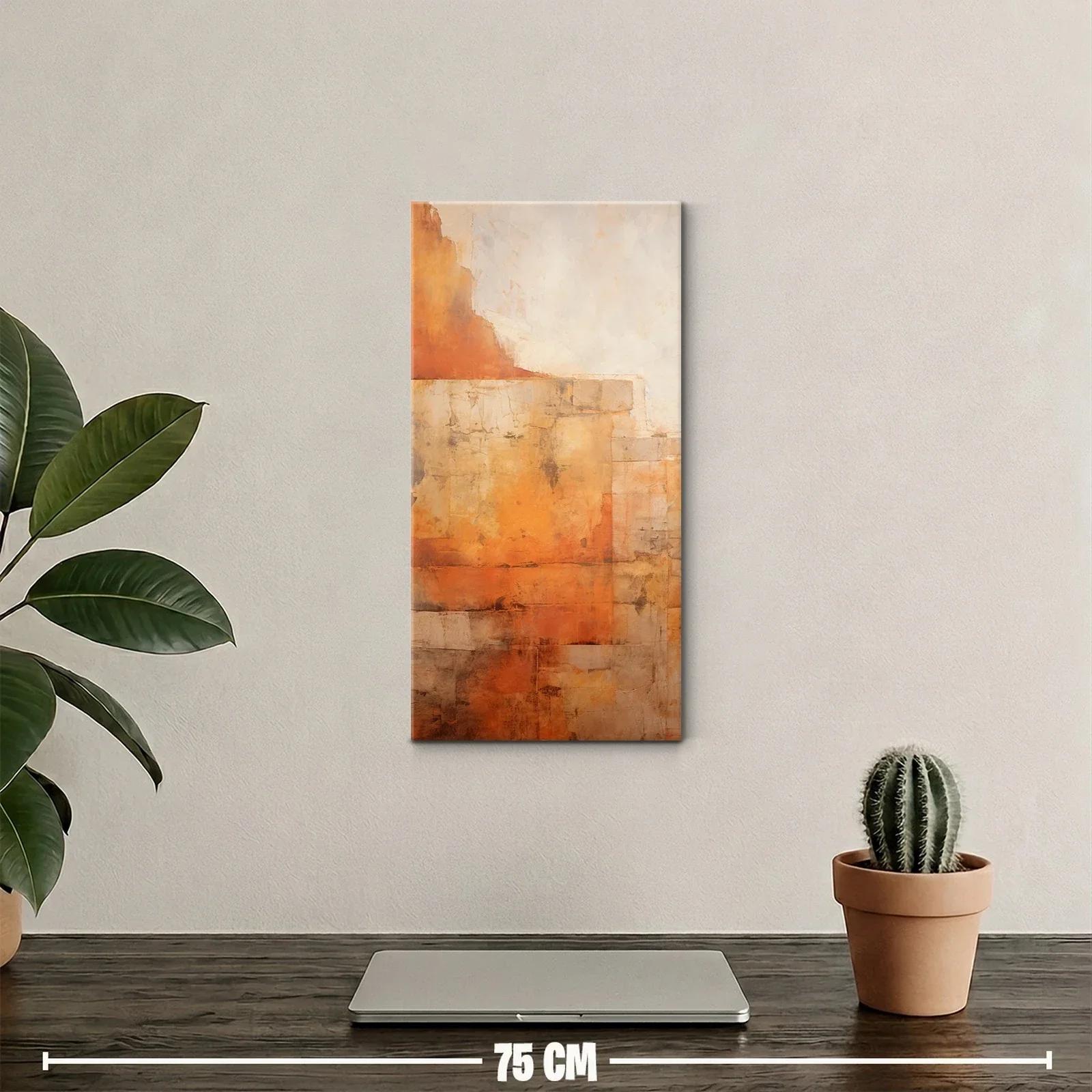 Cuadro abstracto de bloques terrosos con textura envejecida — miniatura 2