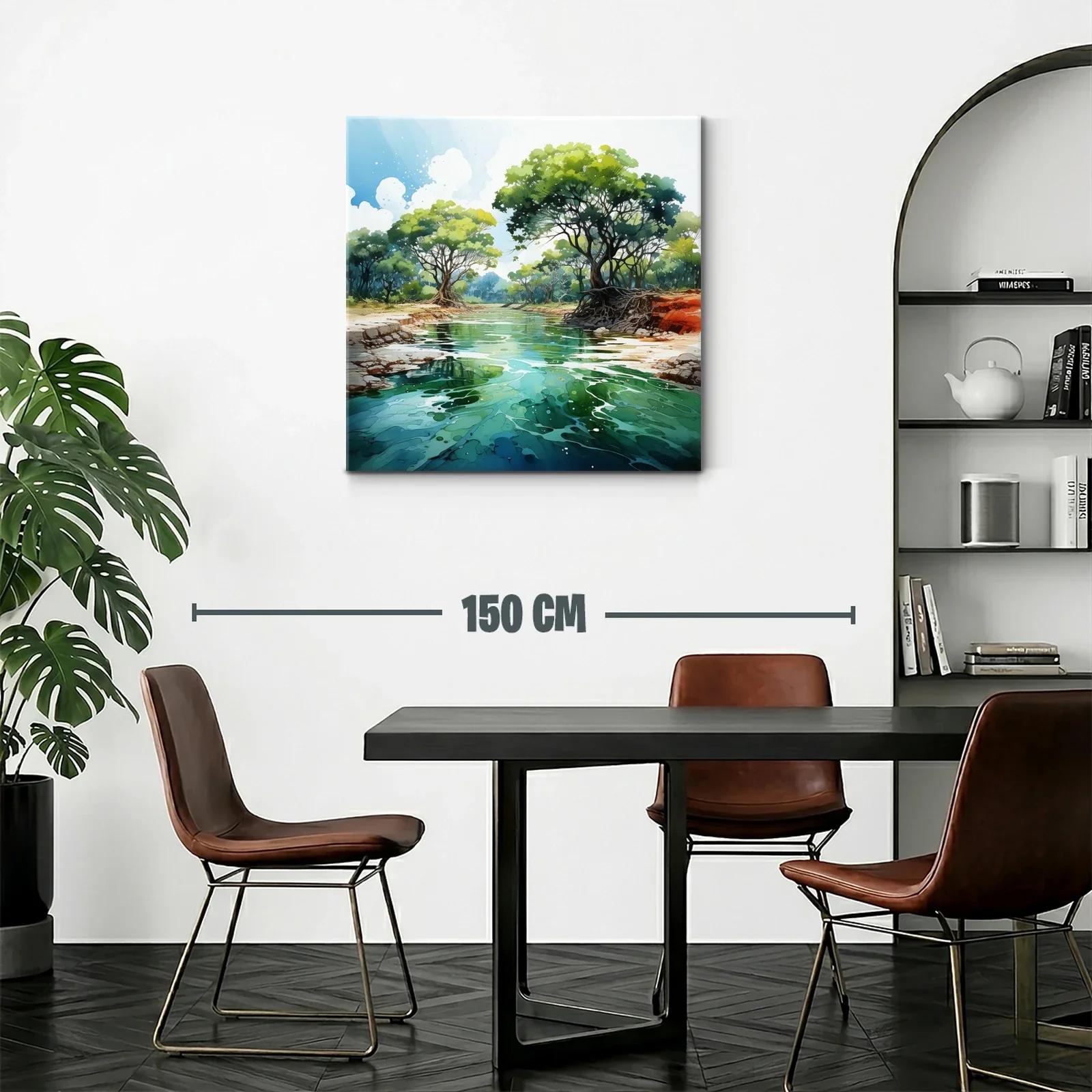 Paisaje natural con río y árboles frondosos verdes — miniatura 2