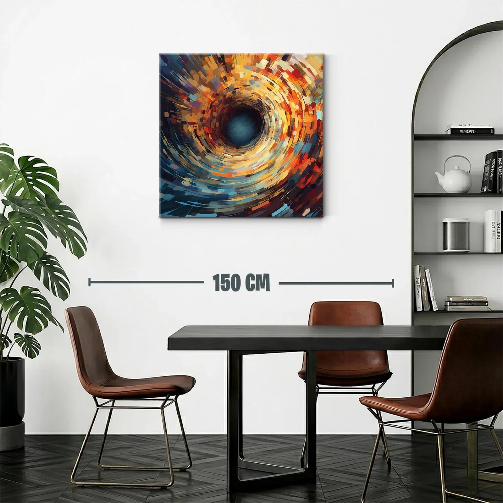 Cuadro abstracto de remolino en tonos cálidos y fríos — miniatura 2