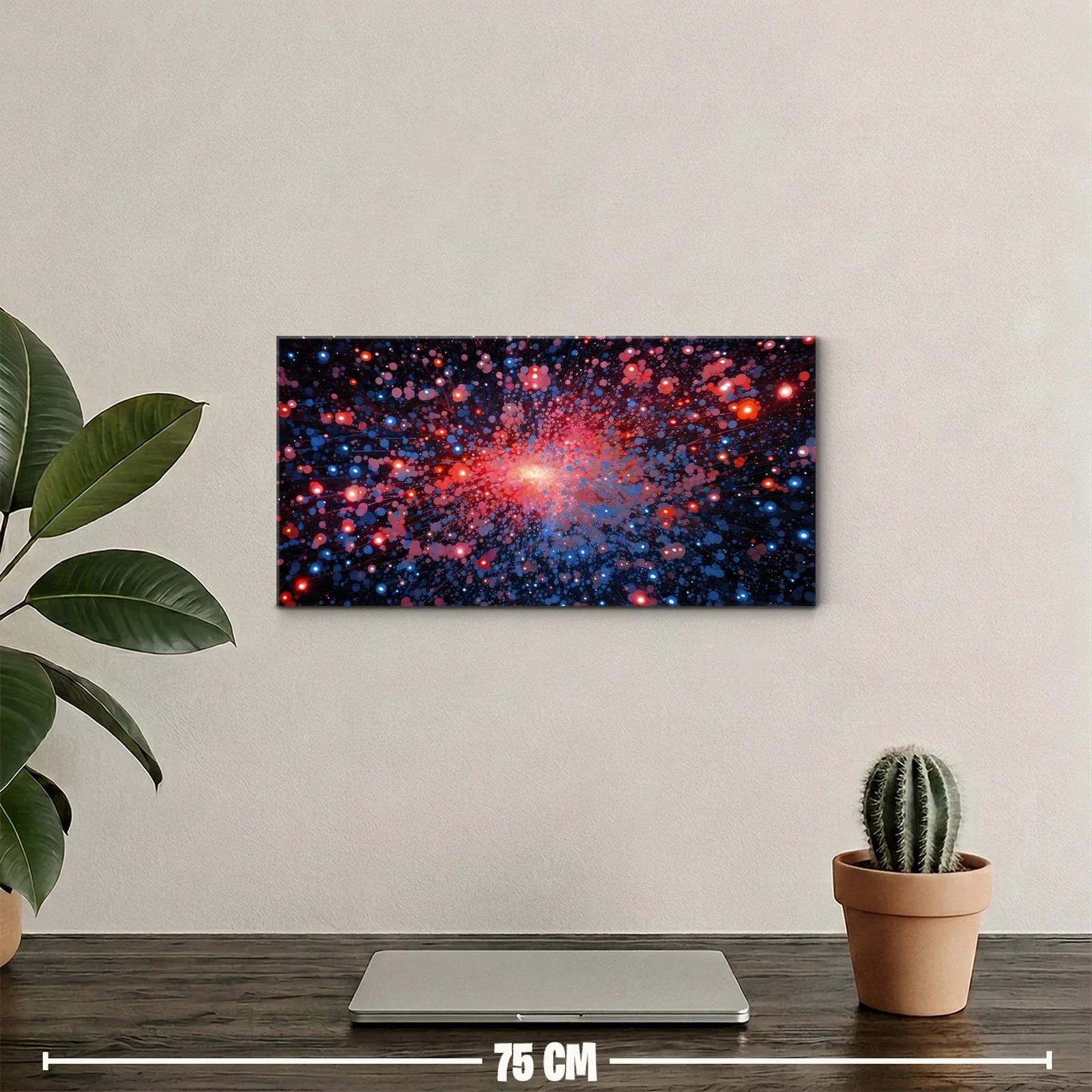 Cuadro galaxia espiral con núcleo brillante y halo rojizo azulado — miniatura 2