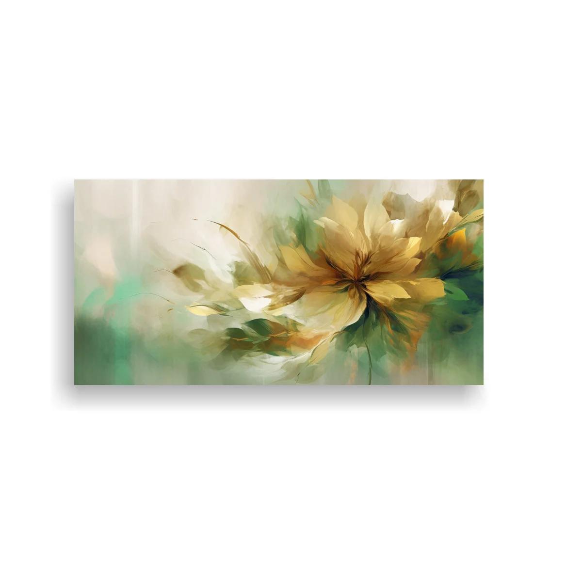 Cuadro flor beige abierta con hojas verdes borrosas — imagen principal