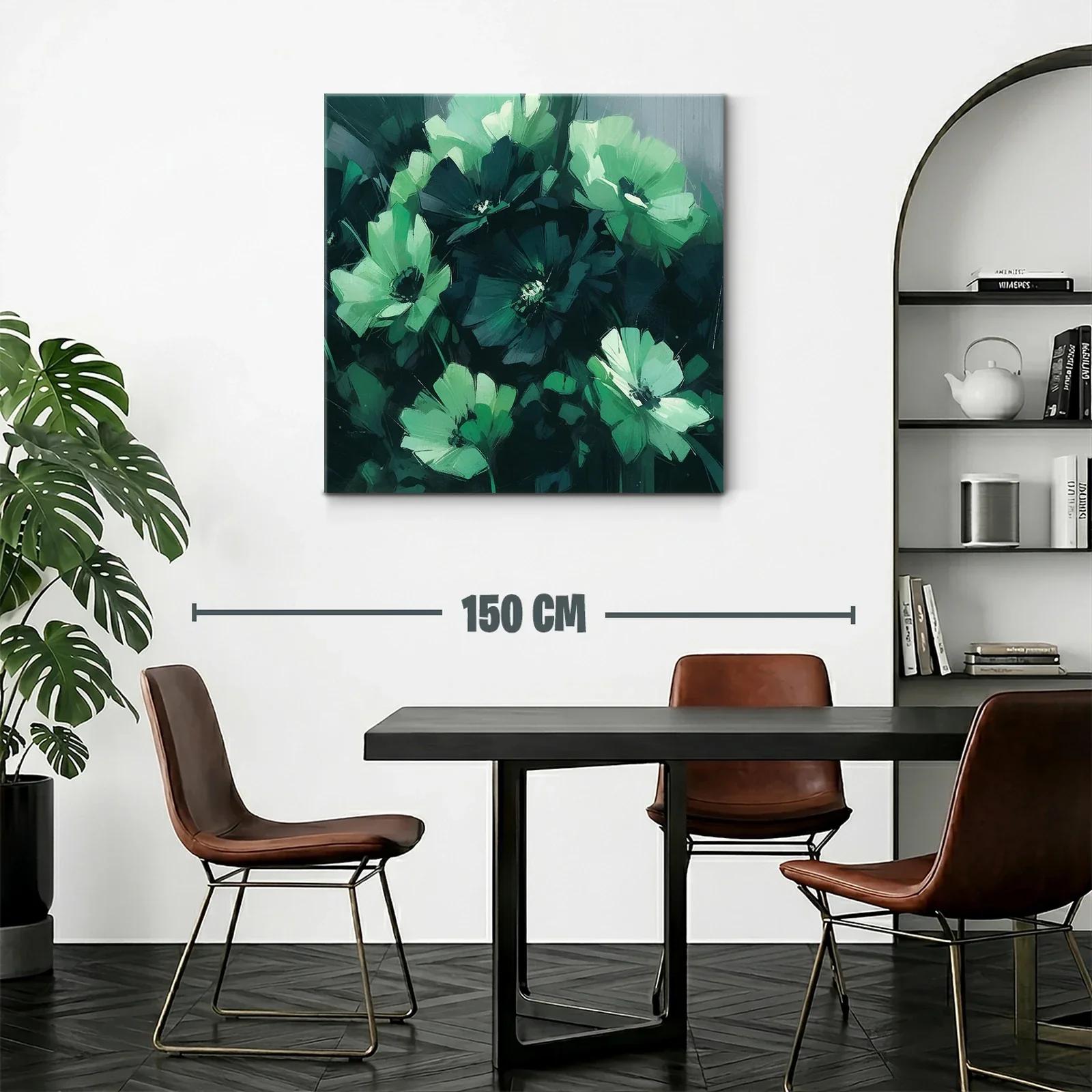 Cuadro floral en tonos verdes y azules oscuros — miniatura 2