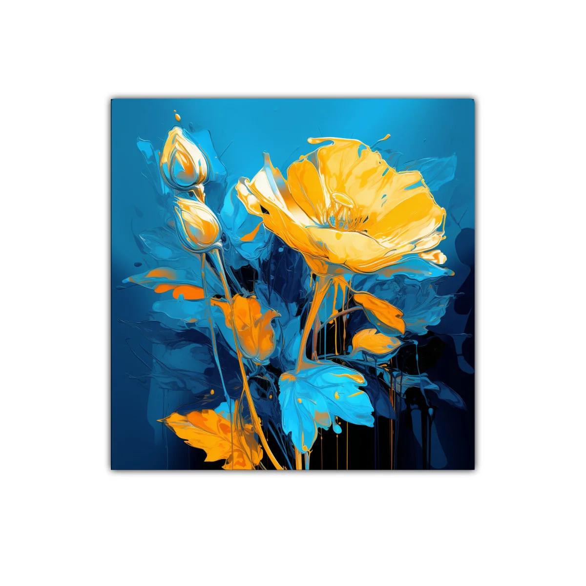 Flores vibrantes en tonos azules y naranjas intensos — imagen principal