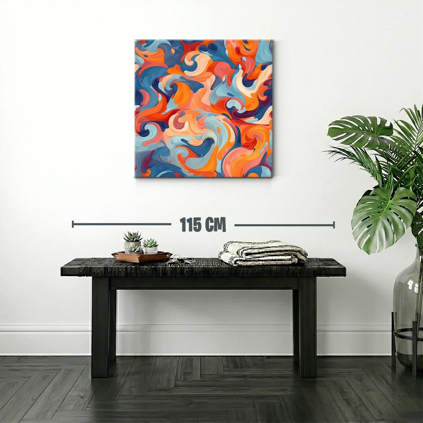 Cuadro abstracto en vibrantes tonos cálidos y fríos — miniatura 2