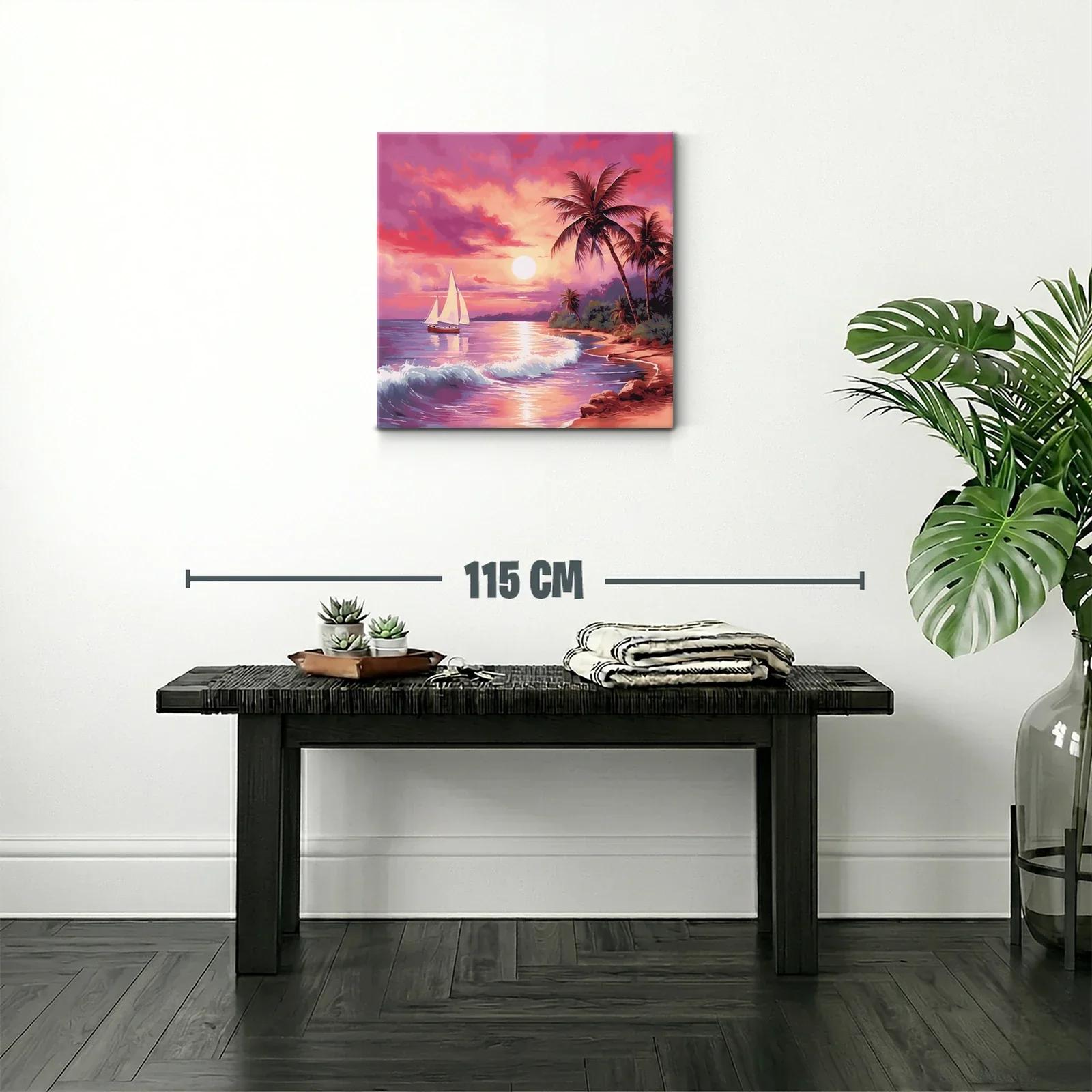 Atardecer tropical con velero en cielo vibrante — miniatura 2