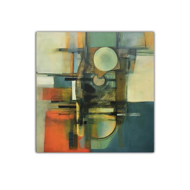 Composición abstracta con formas geométricas y tonos cálidos