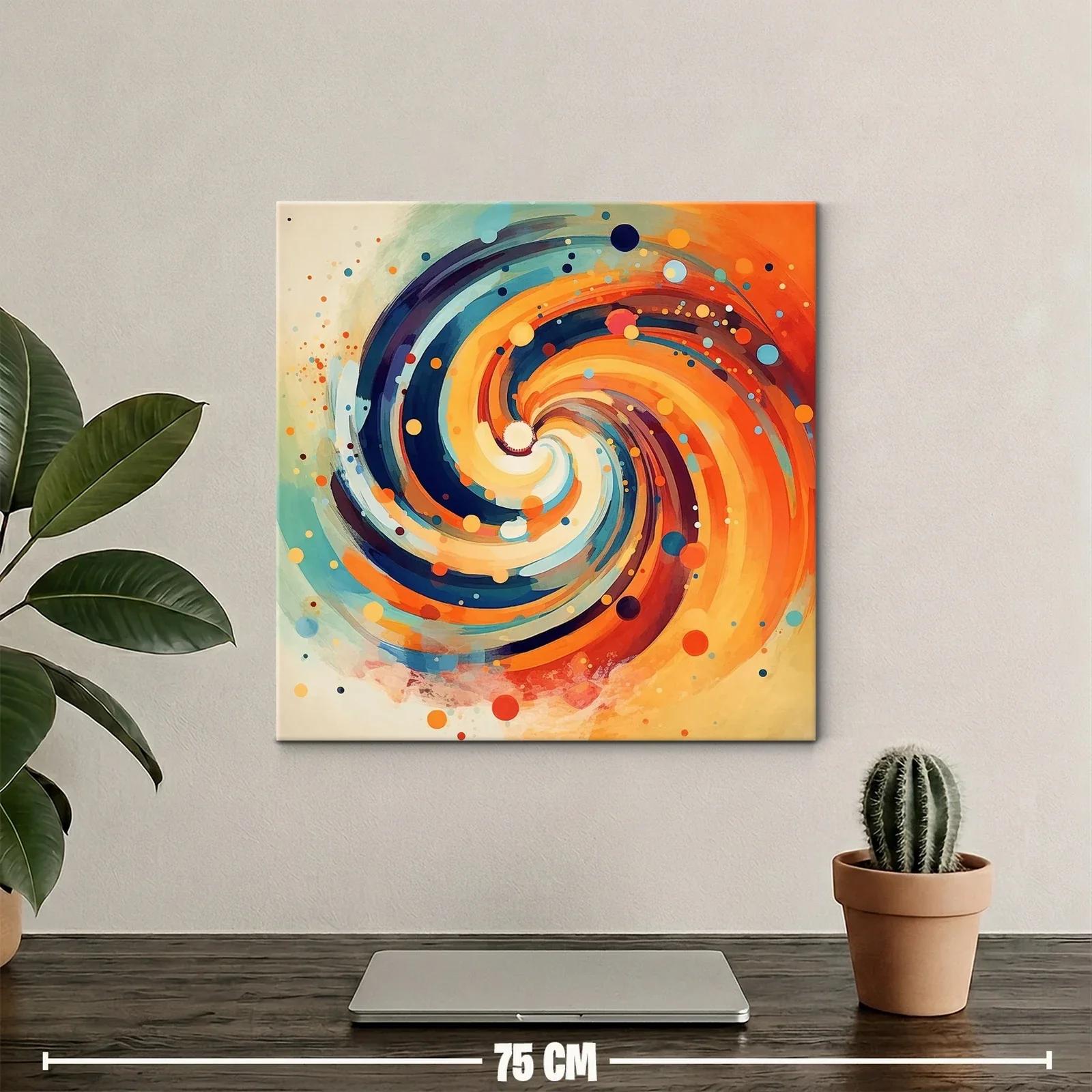Cuadro abstracto espiral en tonos cálidos y fríos — miniatura 2
