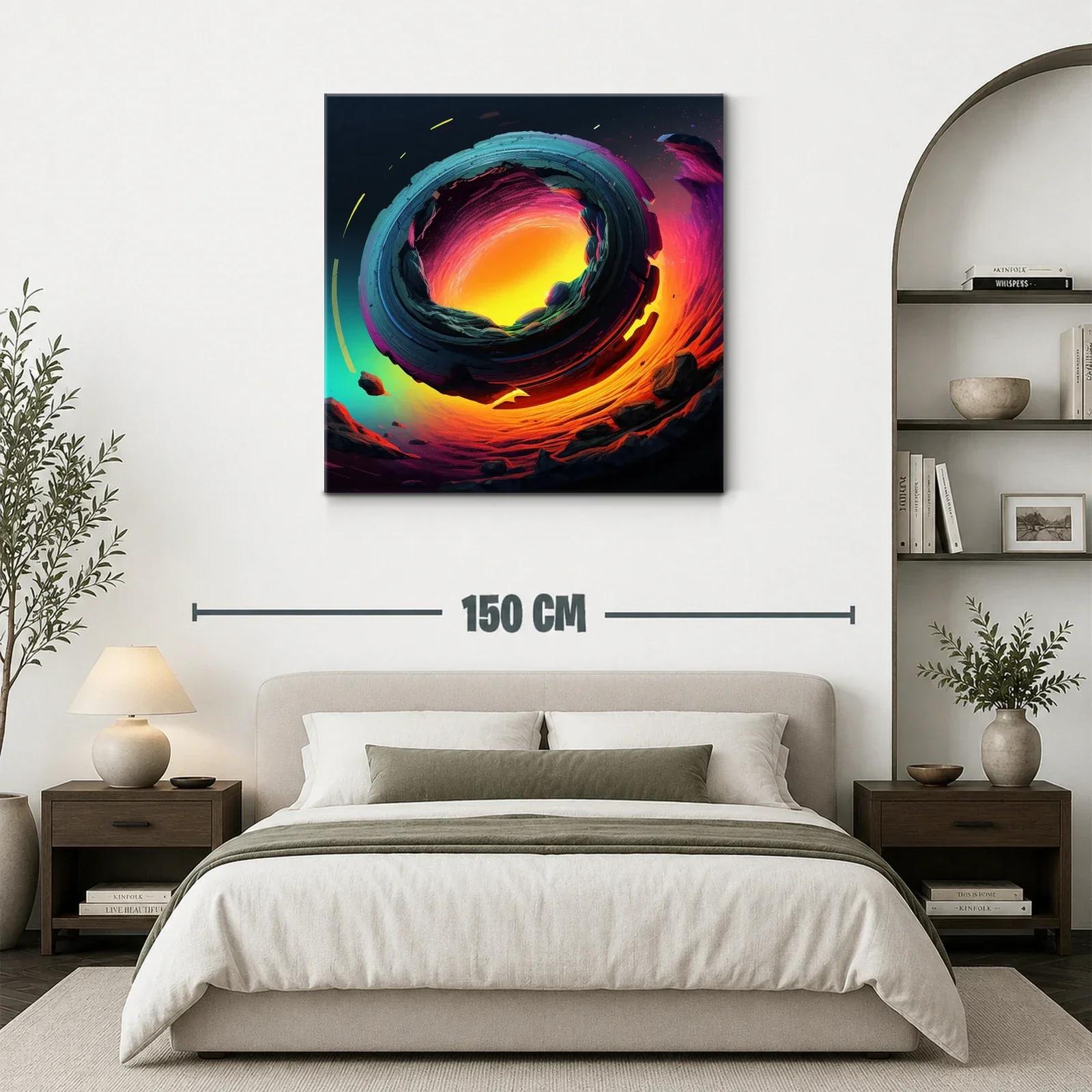 Cuadro abstracto con espiral de fuego y tonos vibrantes — miniatura 3