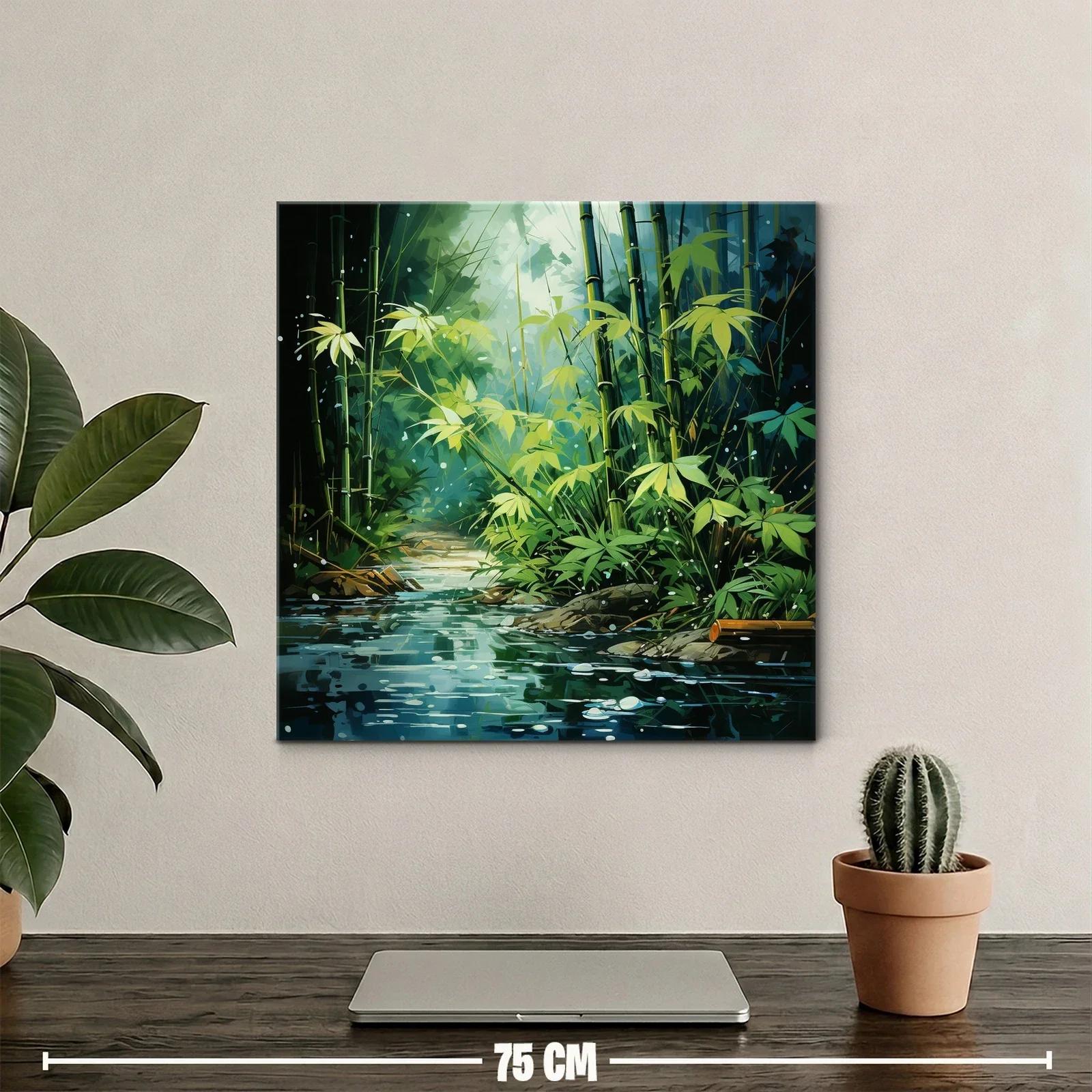 Rincón de bambú junto al riachuelo entre luces suaves — miniatura 2