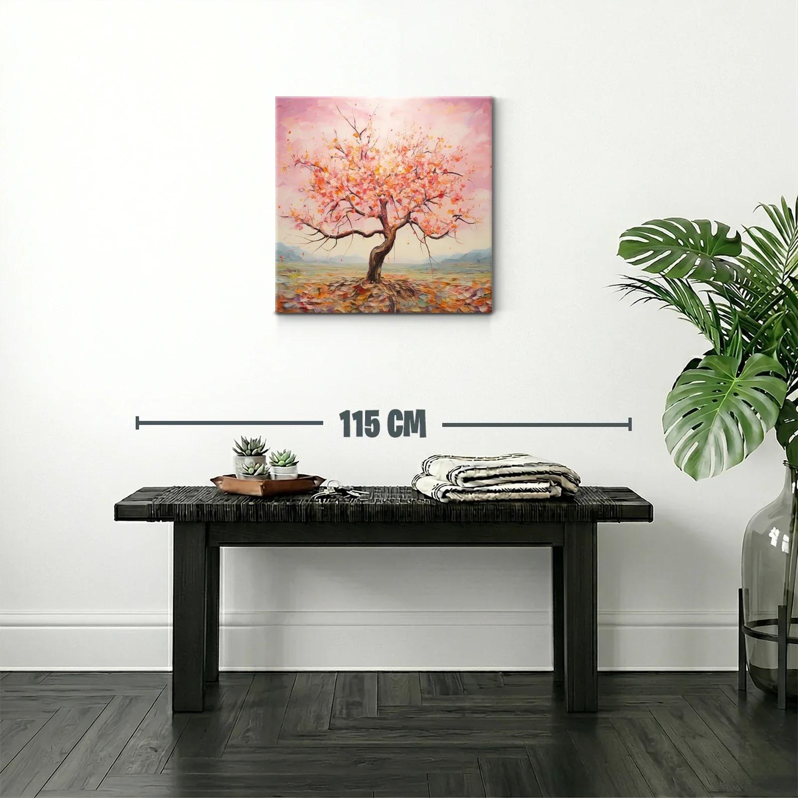Árbol en flor con tonos cálidos y paisaje suave — miniatura 2
