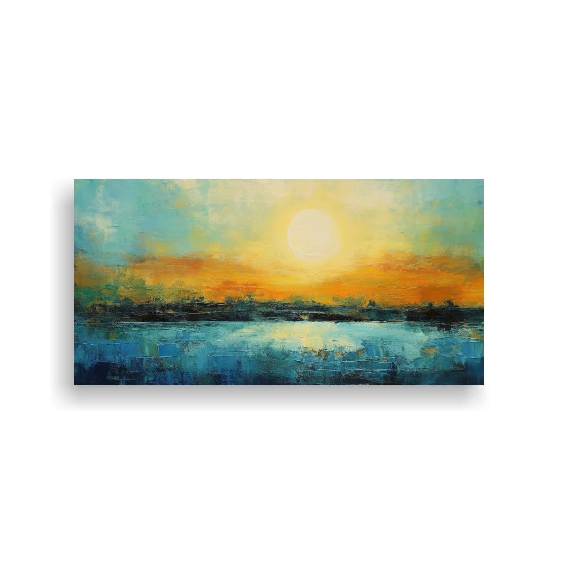 Cuadro atardecer sobre el agua con sol alto y reflejo amplio — imagen principal