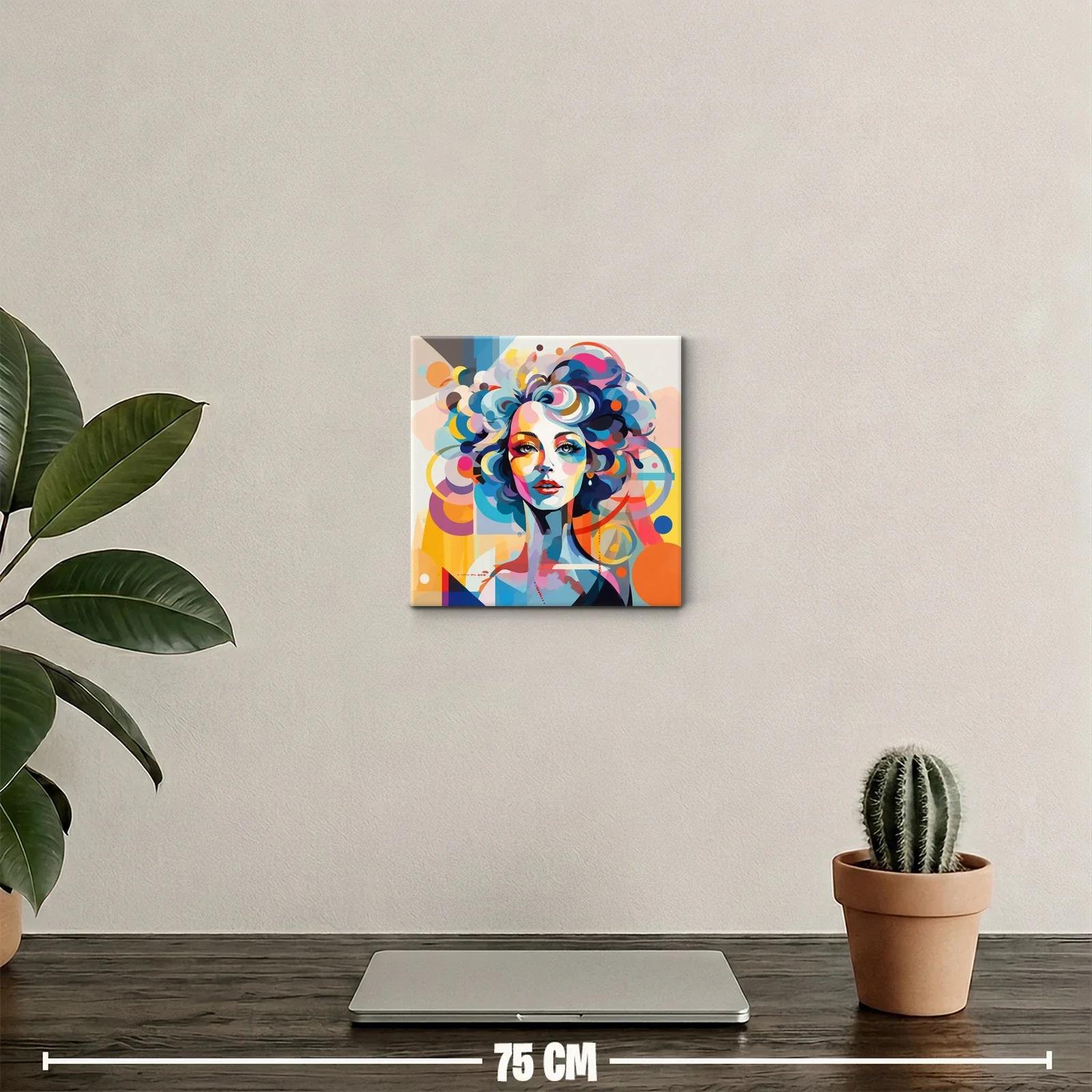 Rostro femenino vibrante en formas y colores abstractos — miniatura 2