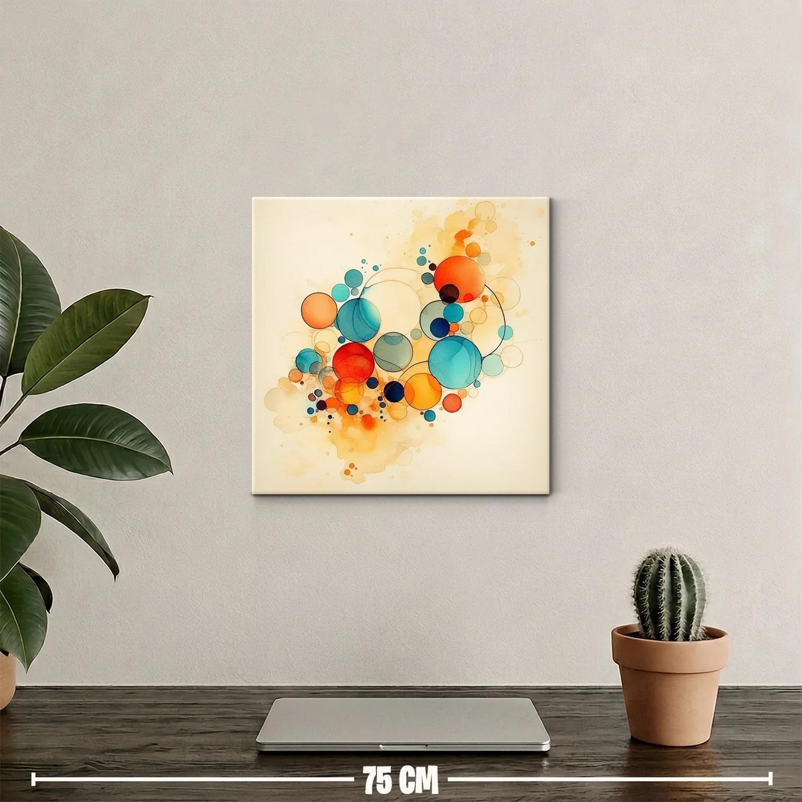 Composición abstracta con círculos en tonos cálidos y fríos — miniatura 2