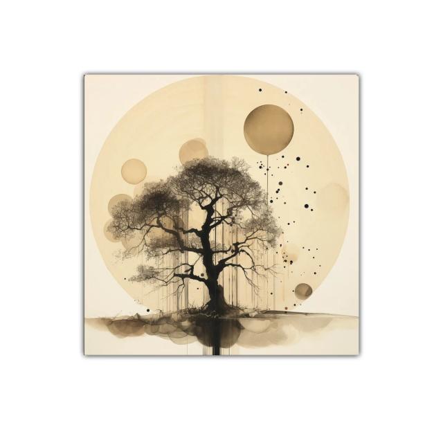 Árbol abstracto con círculos en tonos sepia