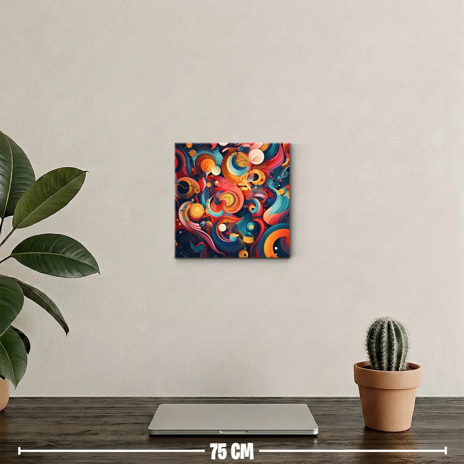 Cuadro abstracto con formas y colores vibrantes en movimiento — miniatura 2