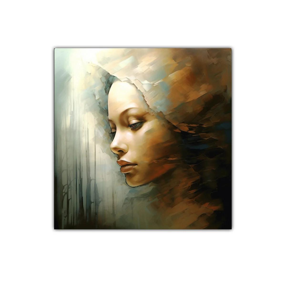 Retrato etéreo con tonos tierra y luz tenue