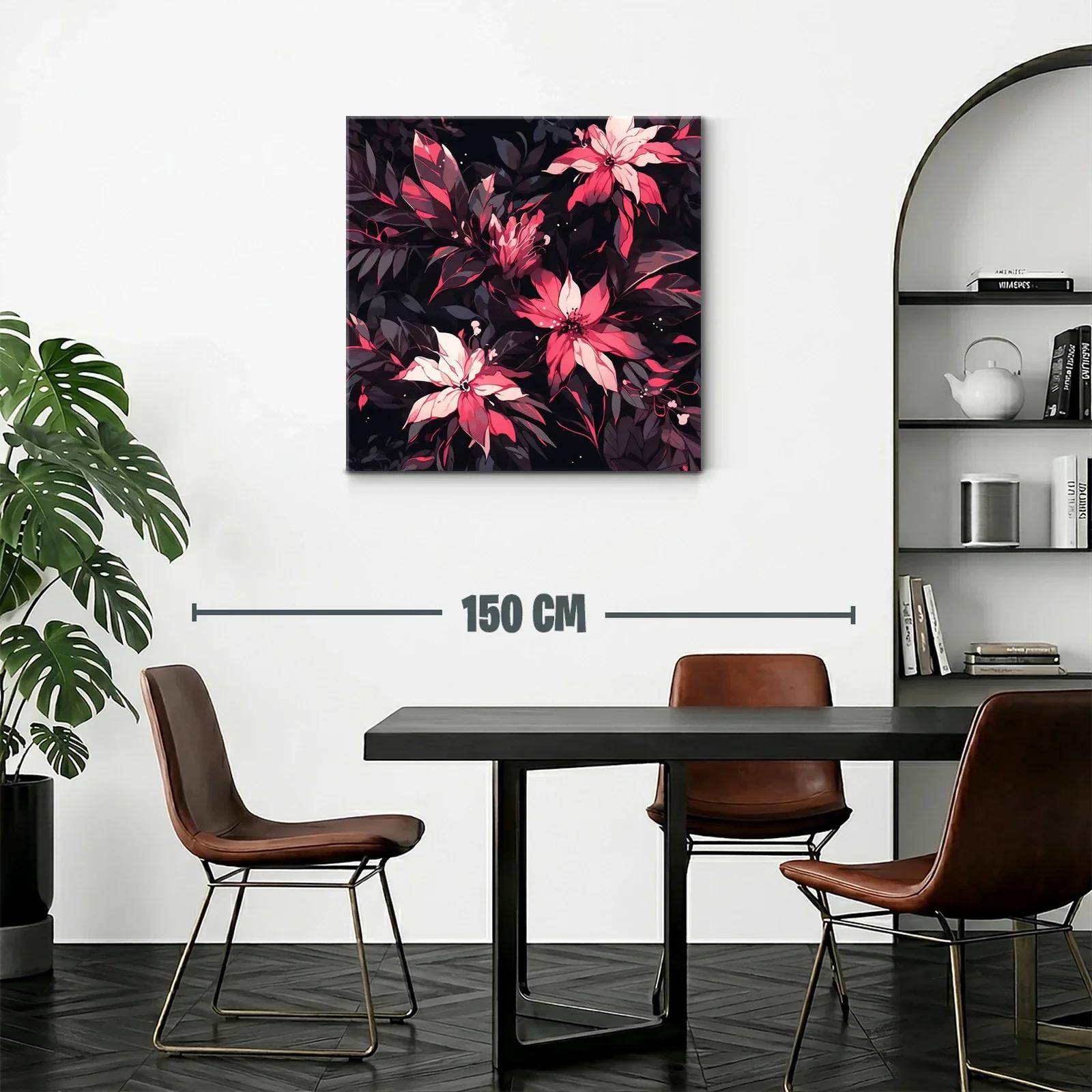 Cuadro floral con tonos vibrantes y fondo oscuro — miniatura 2