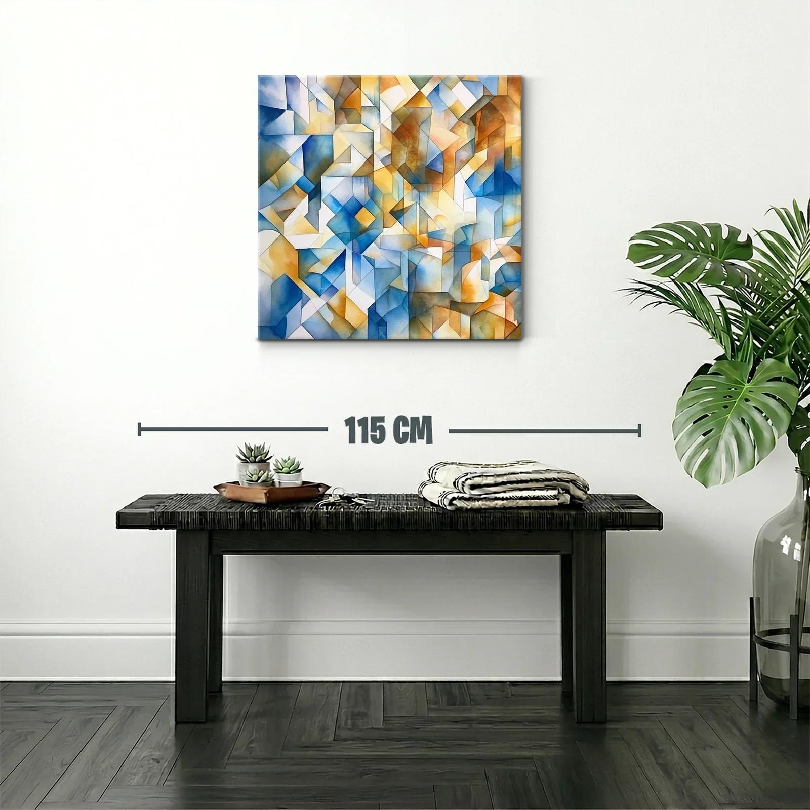 Composición abstracta con tonos azules y ocres cálidos — miniatura 2