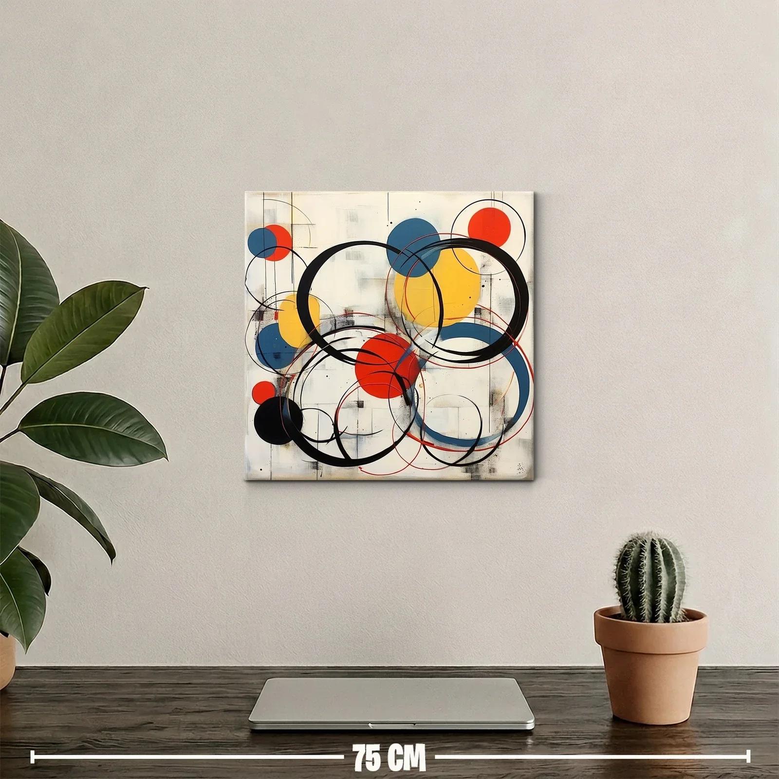 Cuadro abstracto con círculos en tonos cálidos y neutros — miniatura 2