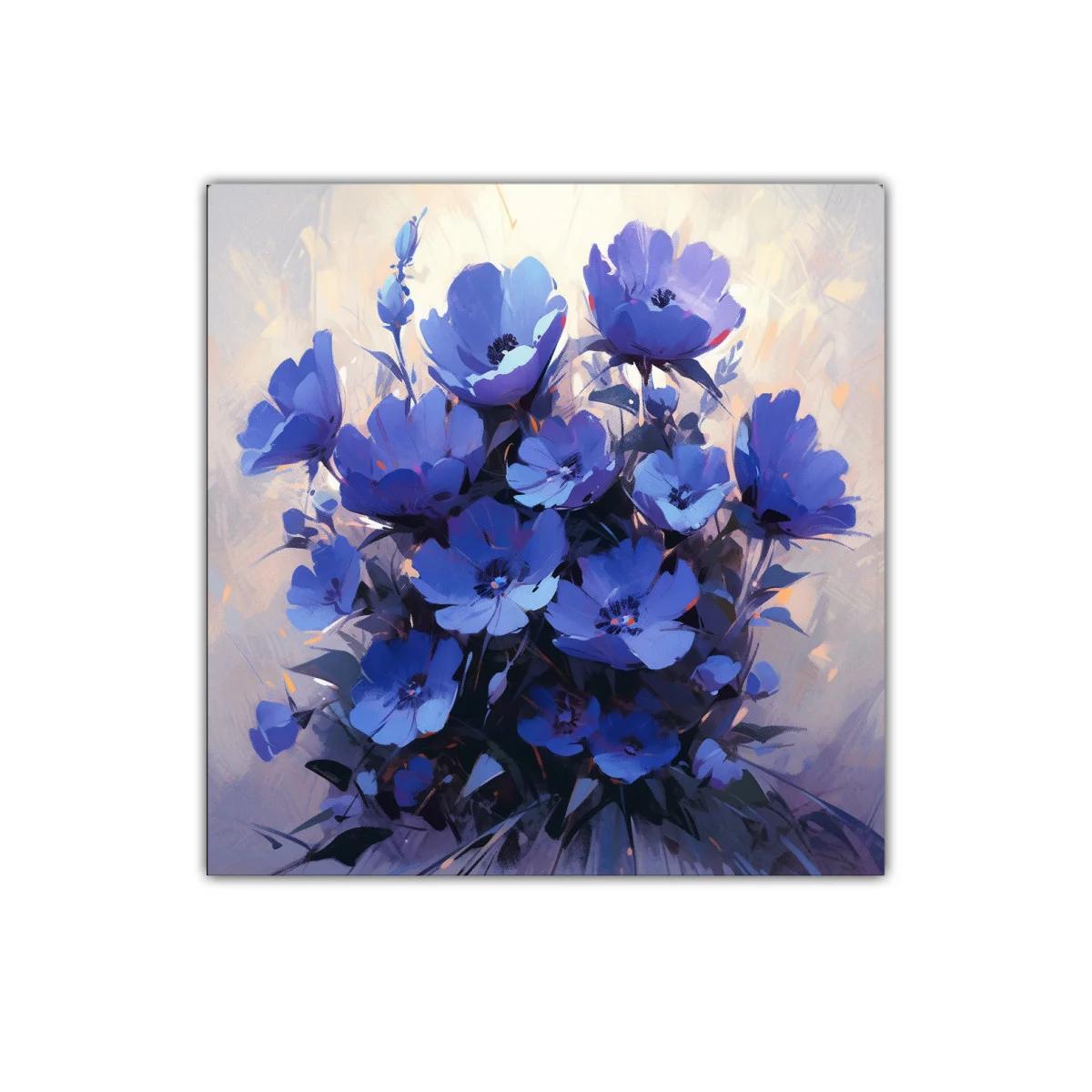 Ramo de flores azules con fondo suave y delicado