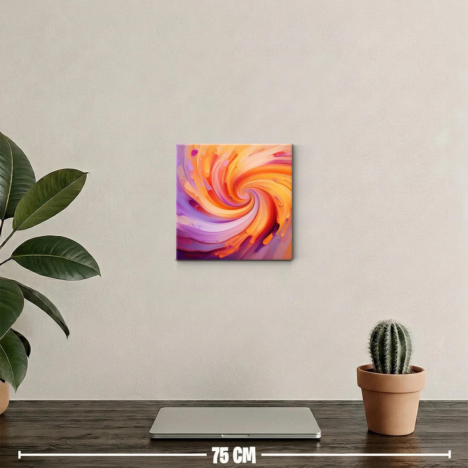 Cuadro decorativo espiral vibrante en tonos cálidos y lilas — miniatura 2