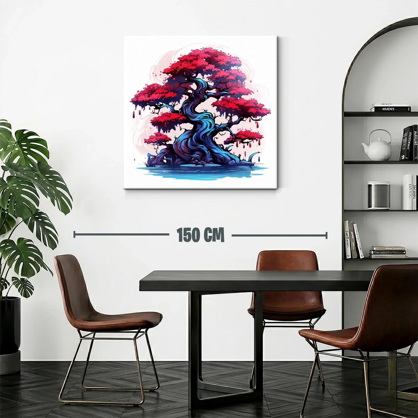 Árbol místico con follaje rojo vibrante y tronco azul intenso — miniatura 2