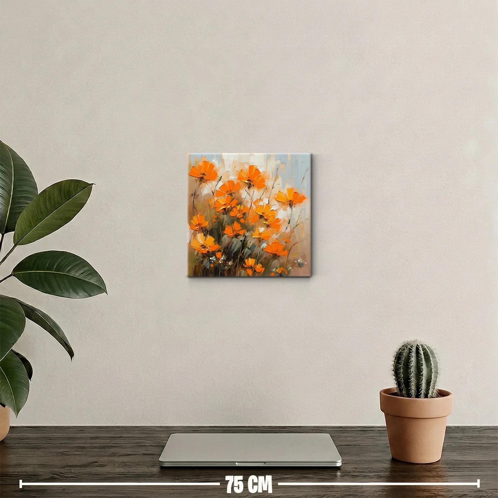 Cuadro floral vibrante con flores naranjas brillantes — miniatura 2