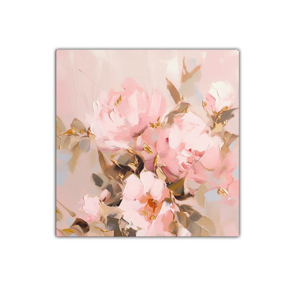 Cuadro decorativo floral en tonos suaves y dorados — imagen principal